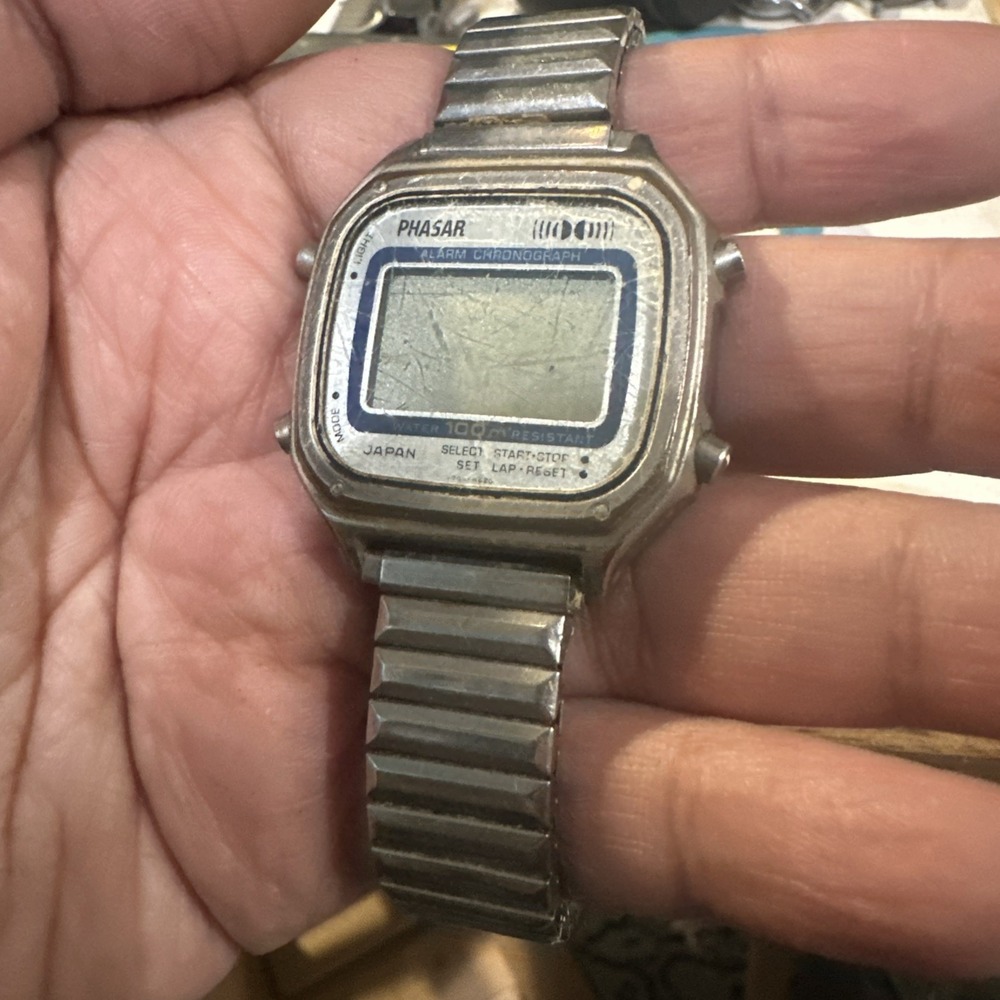 Vintage 1970s Phasar Y789-5630 Digital Quartz Men's Watch‎ 34mm Untested Repair